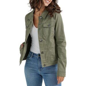 Women's Stylish Olive Flap Welt Front Pockets Denim Vest Jacket Coat Classic